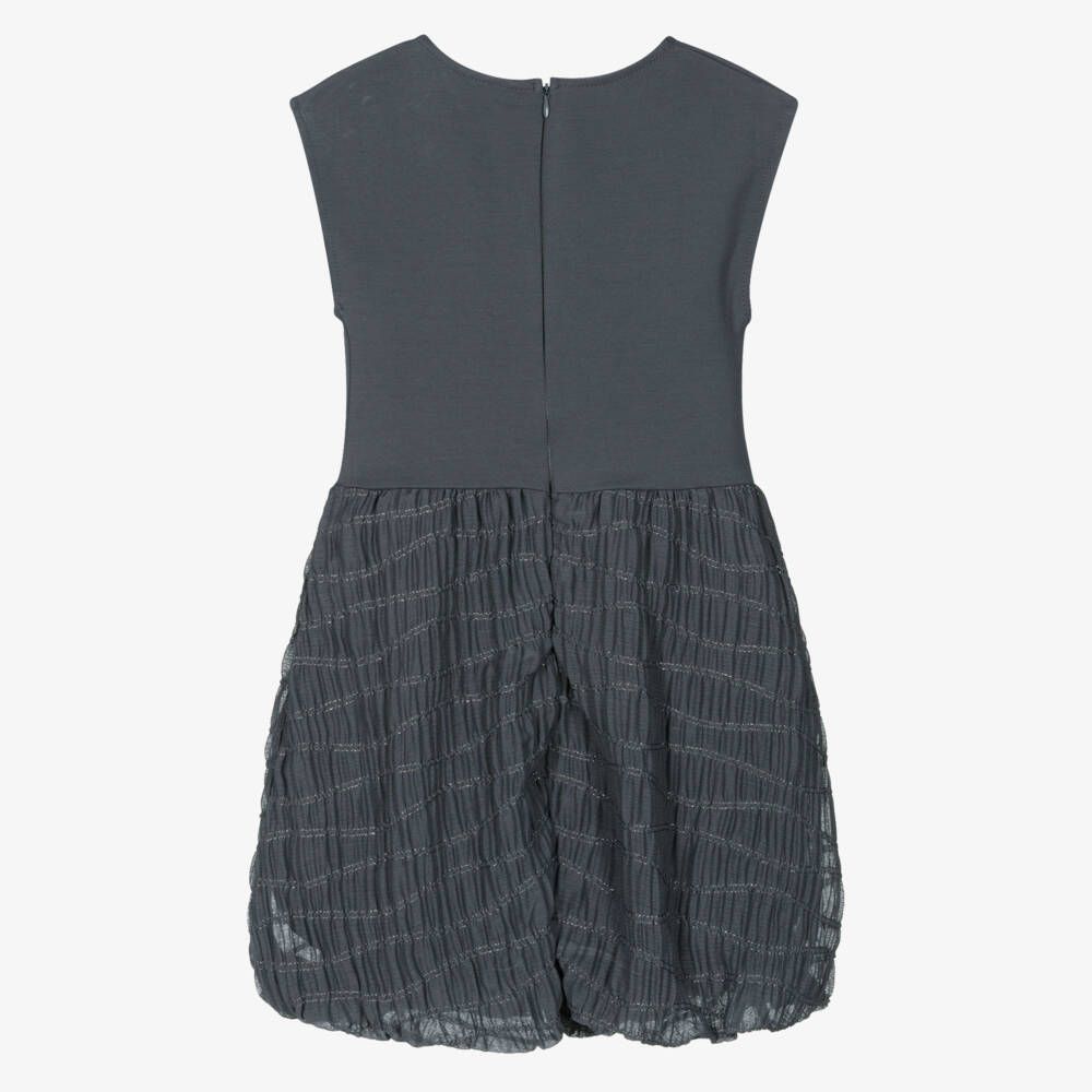 Mayoral-Girls Charcoal Chiffon & Jersey Frock | Childrensalon Outlet