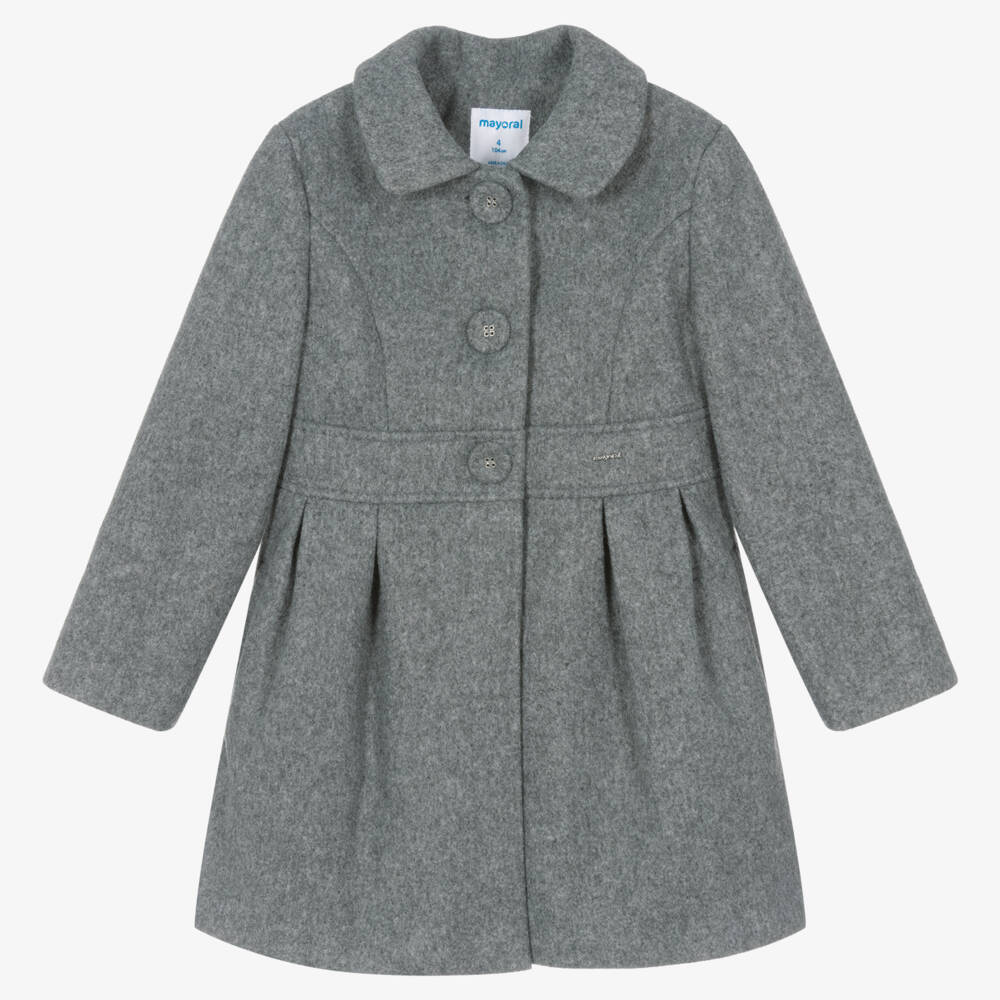 Mayoral-Girls Charcoal Felted Overcoat | Childrensalon Outlet
