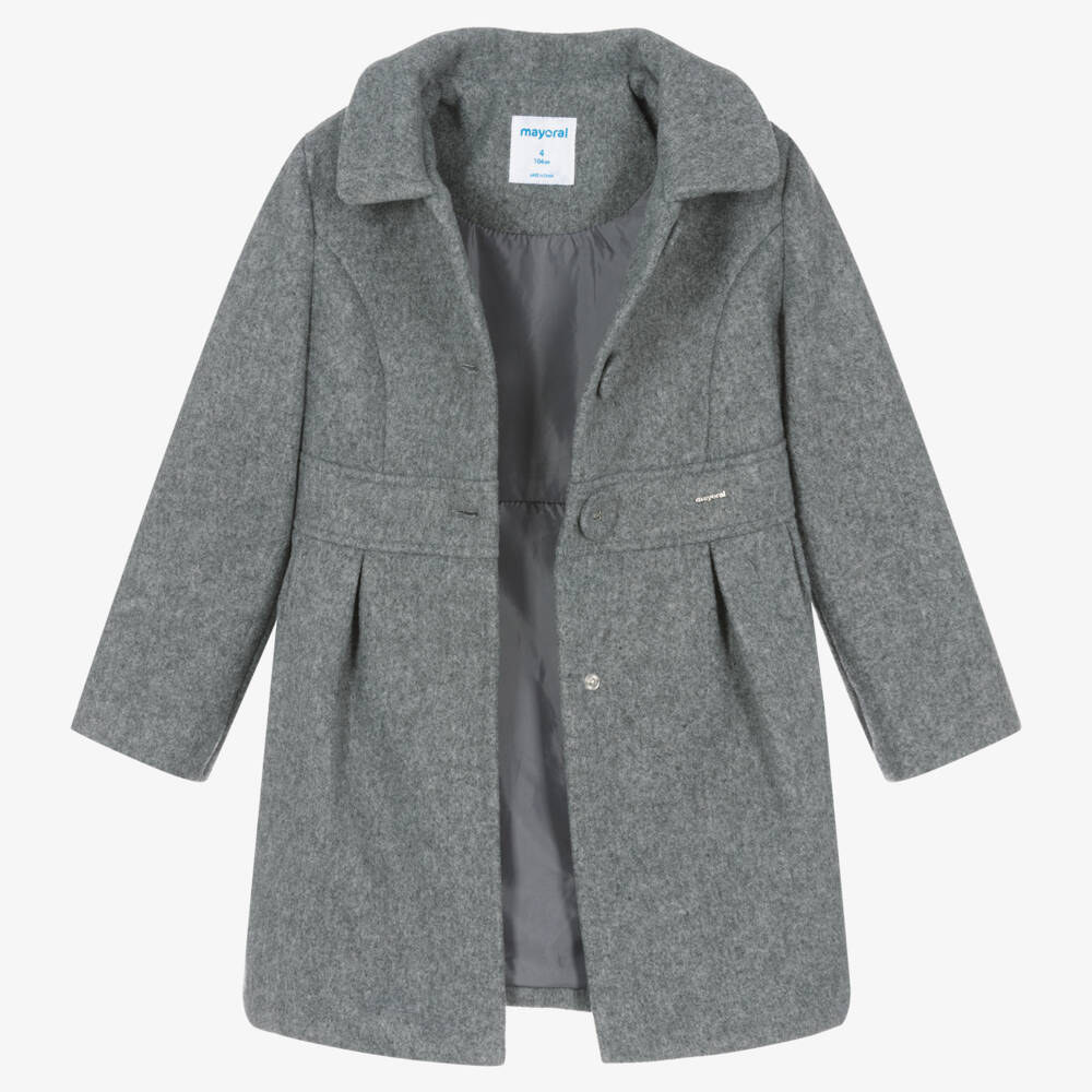 Mayoral-Girls Charcoal Felted Overcoat | Childrensalon Outlet