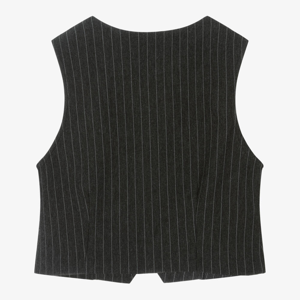 Mayoral-Girls Charcoal Grey Pinstripe Waistcoat | Childrensalon Outlet
