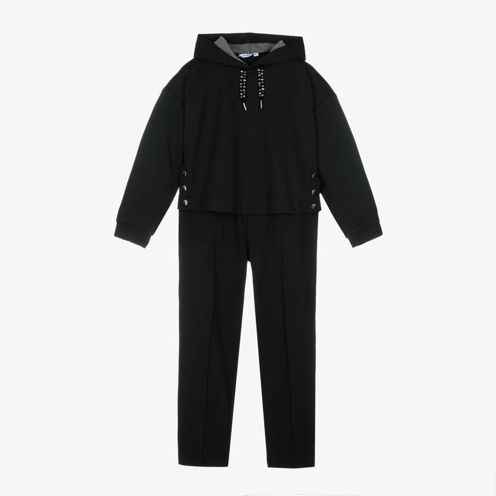Mayoral-Girls Charcoal Hooded Loungewear Set | Childrensalon Outlet