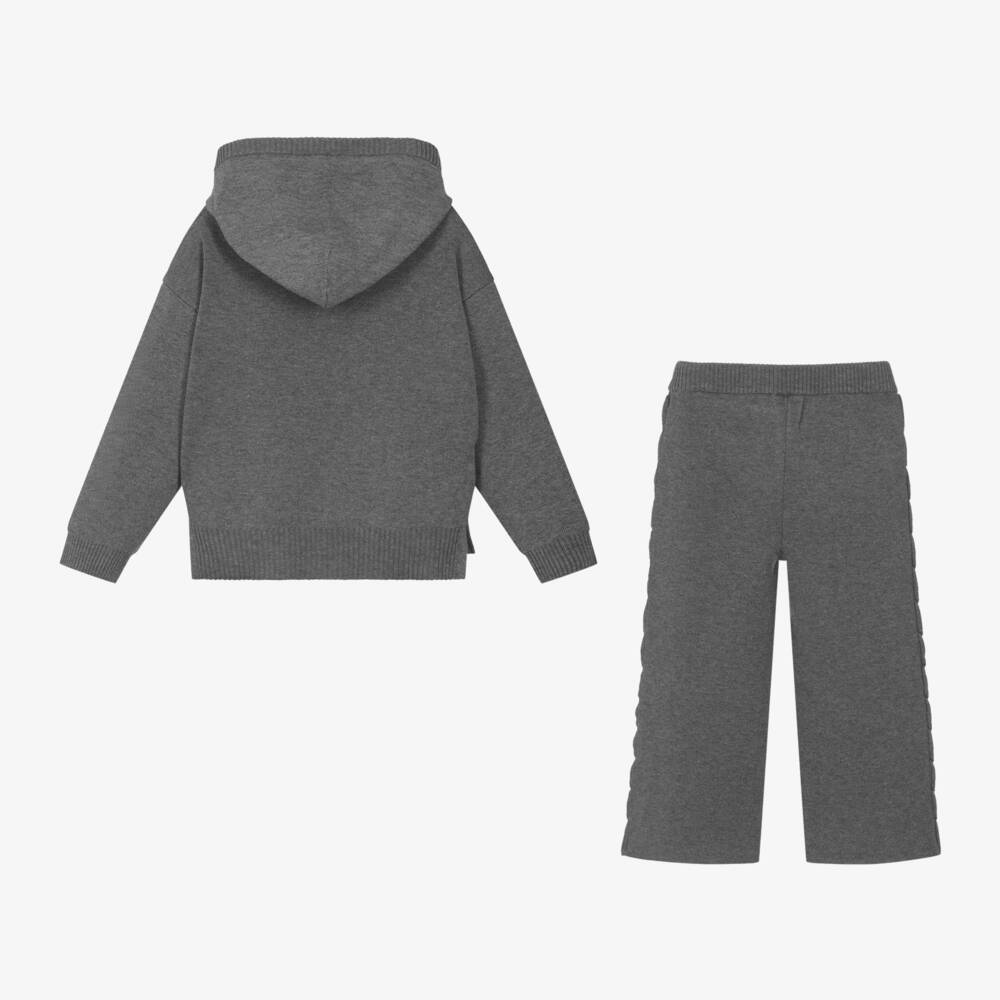 Mayoral-Girls Charcoal Knitted Hoodie Set | Childrensalon Outlet