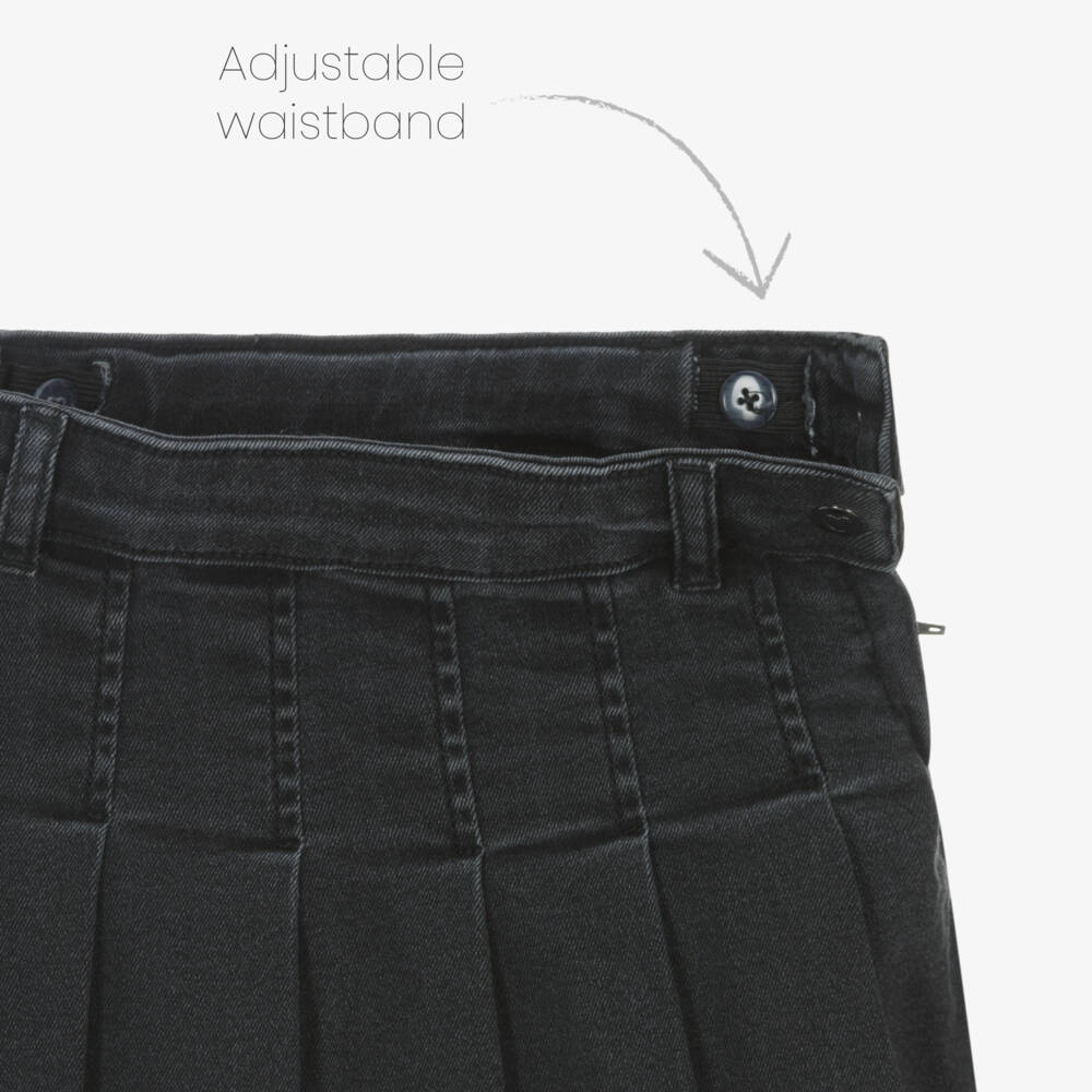 Mayoral-Girls Charcoal Pleated Denim Skirt | Childrensalon Outlet