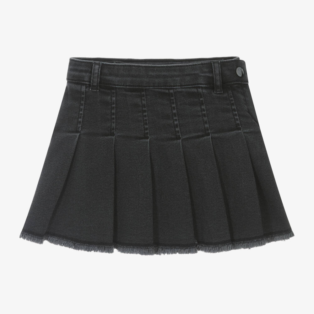 Mayoral-Girls Charcoal Pleated Denim Skirt | Childrensalon Outlet