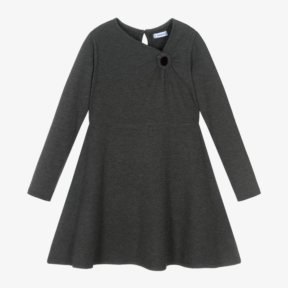 Mayoral-Girls Charcoal Viscose Skater Dress | Childrensalon Outlet