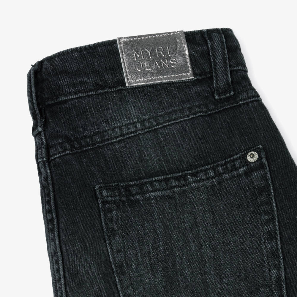 Mayoral-Girls Charcoal Wide-Leg Denim Trousers | Childrensalon Outlet