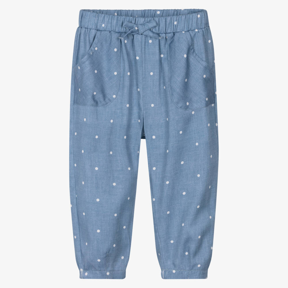 Mayoral-Girls Charming Blue Dot Cotton Pants | Childrensalon Outlet