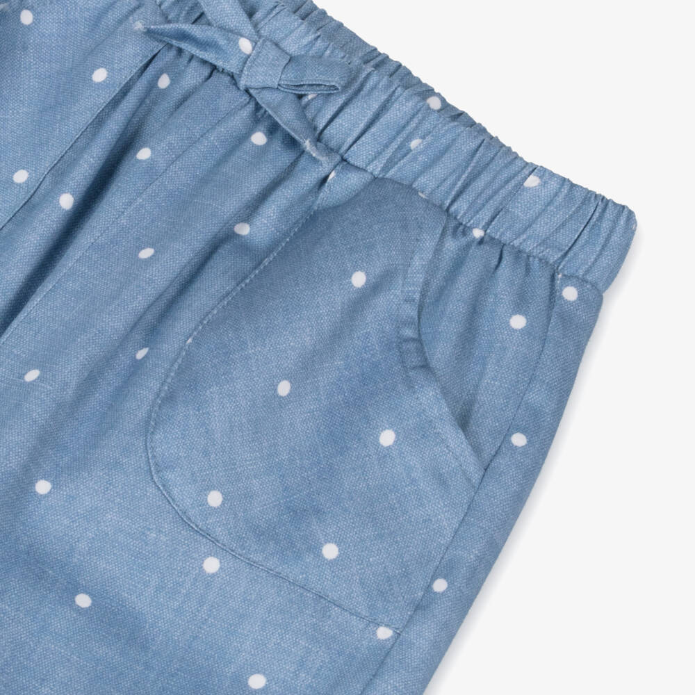 Mayoral-Girls Charming Blue Dot Cotton Pants | Childrensalon Outlet