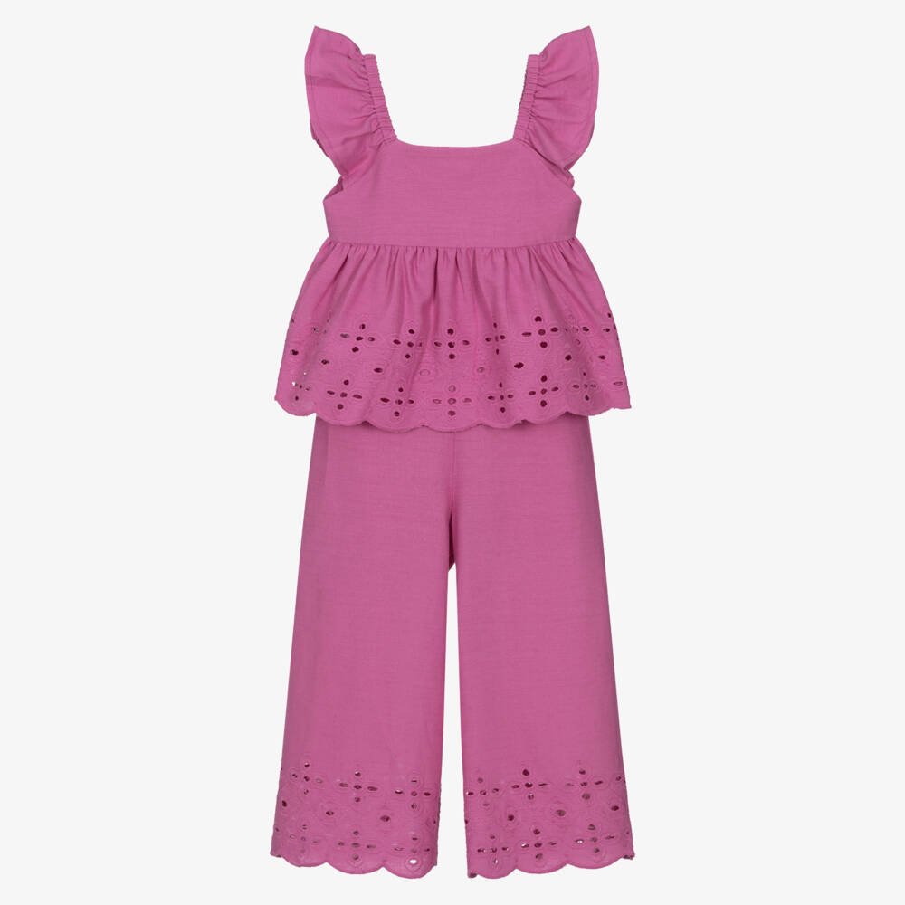 Mayoral-Girls Charming Pink Cotton Ensemble | Childrensalon Outlet