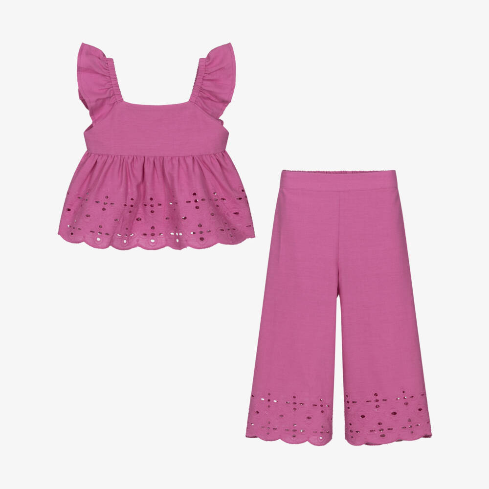 Mayoral-Girls Charming Pink Cotton Ensemble | Childrensalon Outlet
