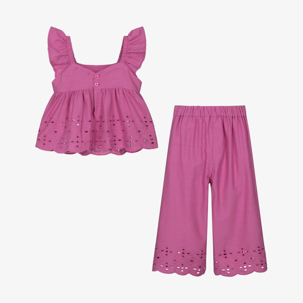 Mayoral-Girls Charming Pink Cotton Ensemble | Childrensalon Outlet