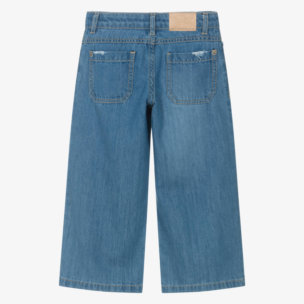 Mayoral-Girls Chic Wide-Leg Denim Trousers | Childrensalon Outlet