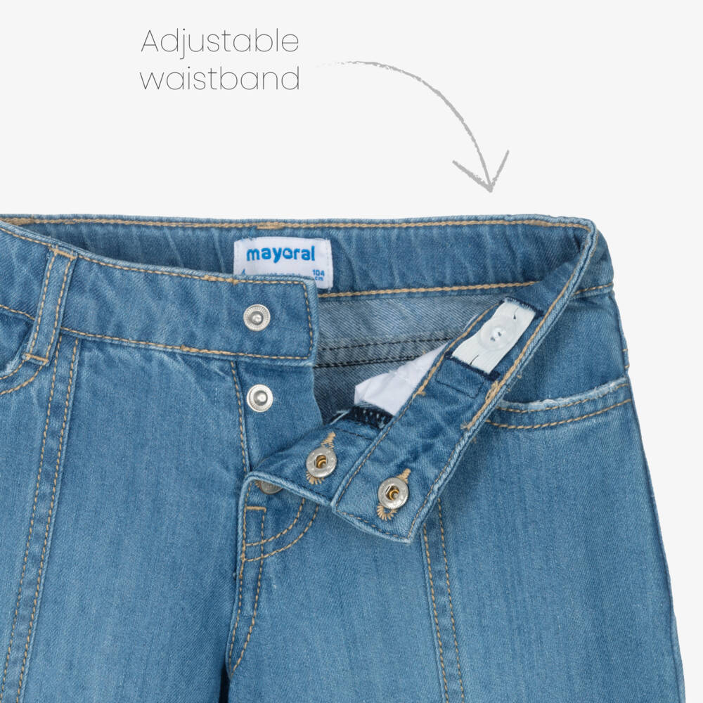 Mayoral-Girls Chic Wide-Leg Denim Trousers | Childrensalon Outlet