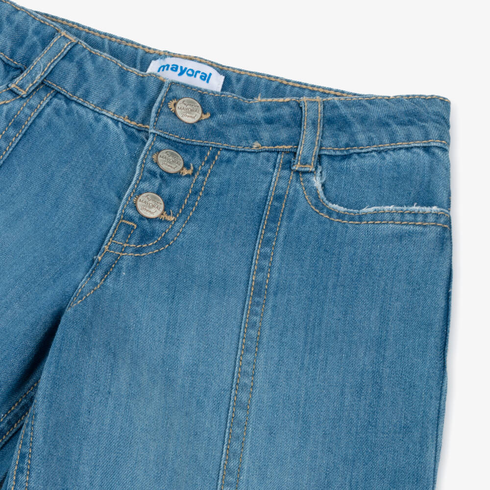 Mayoral-Girls Chic Wide-Leg Denim Trousers | Childrensalon Outlet