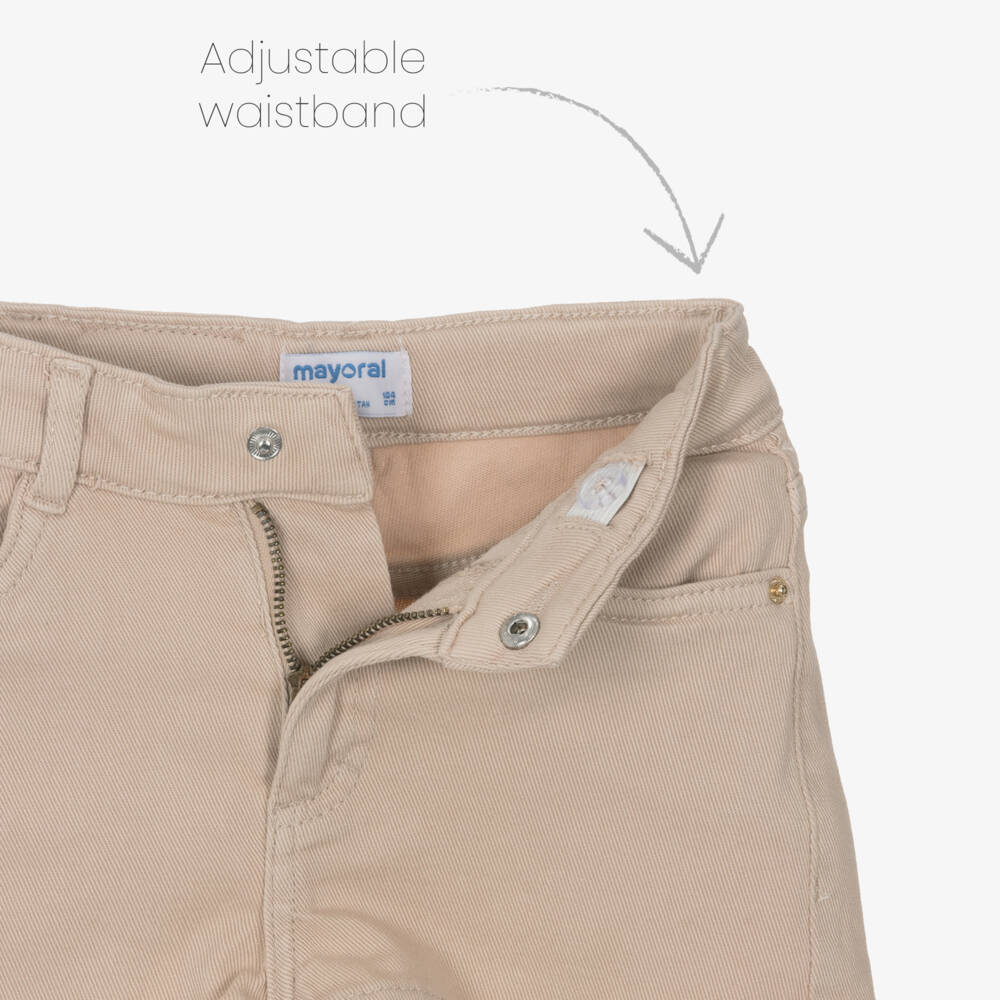Mayoral-Girls Classic Beige Twill Shorts | Childrensalon Outlet
