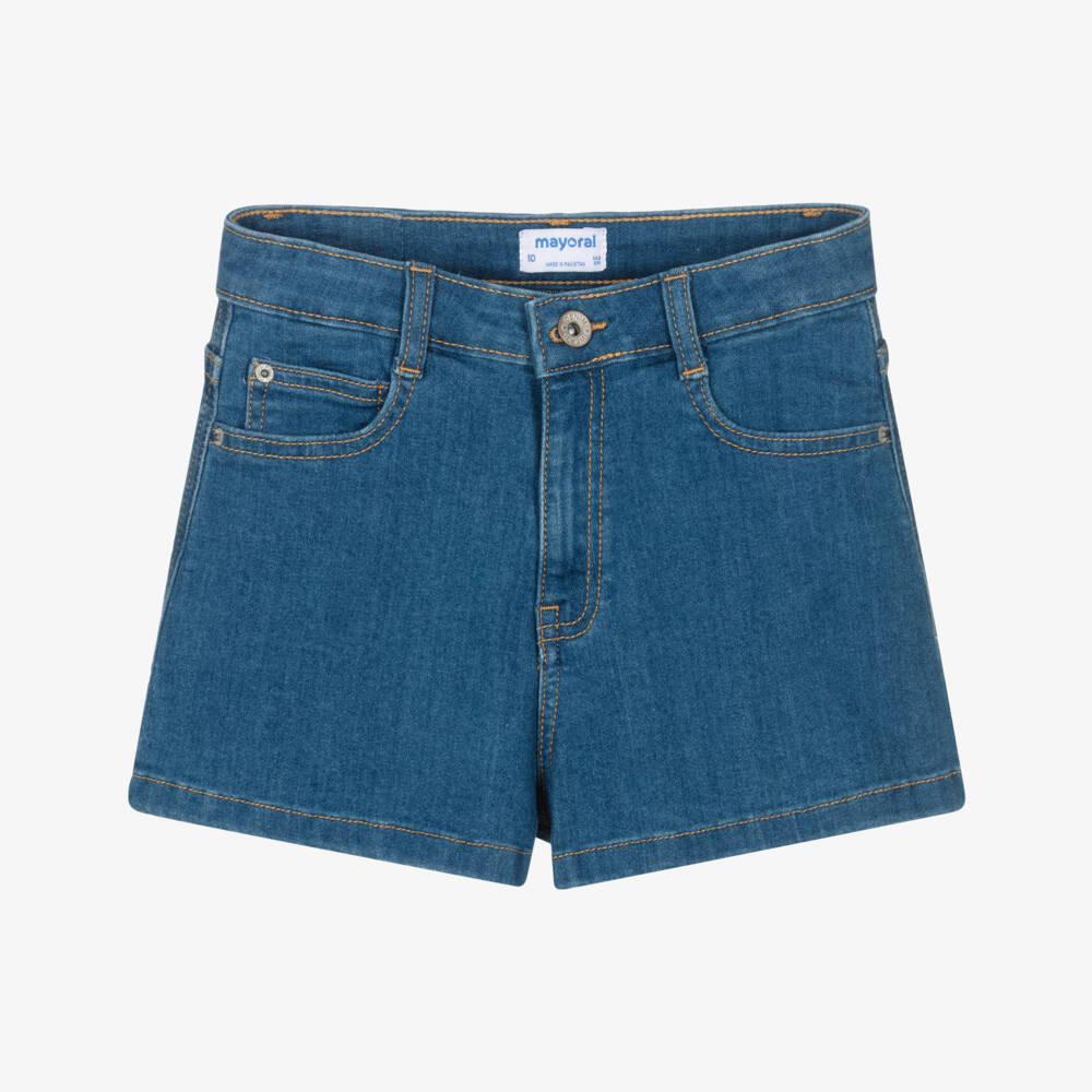 Mayoral-Girls Classic Blue Stretch Shorts | Childrensalon Outlet