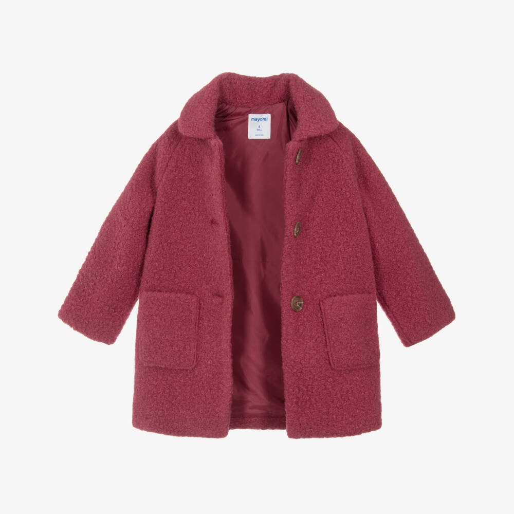 Mayoral-Girls Classic Red Bouclé Coat | Childrensalon Outlet