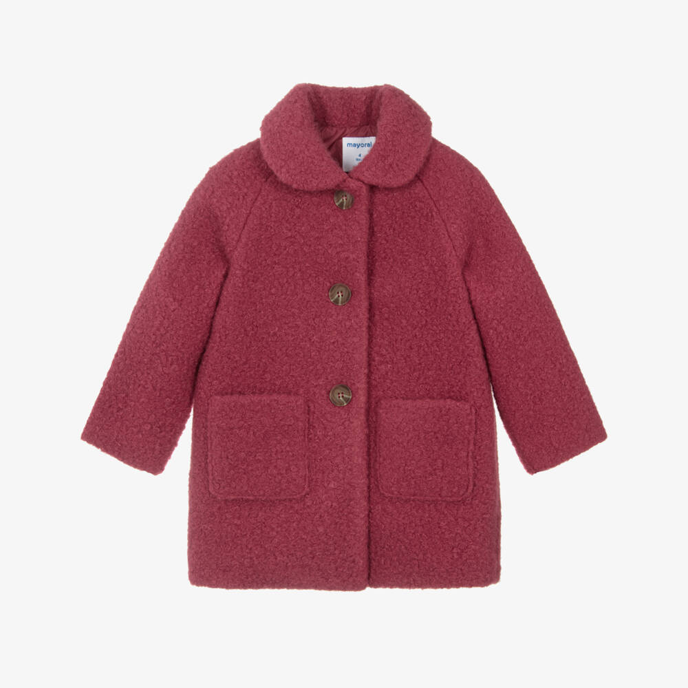 Mayoral-Girls Classic Red Bouclé Coat | Childrensalon Outlet