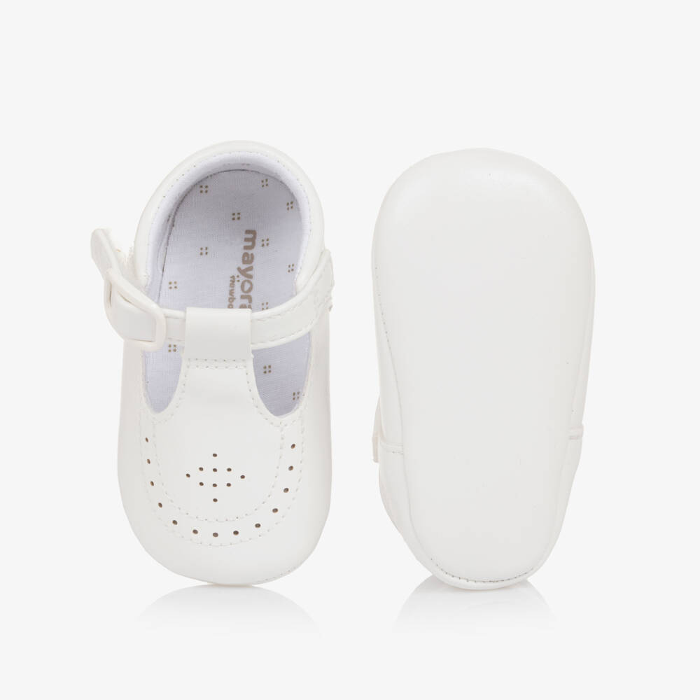 Mayoral Newborn-Girls Classic White T-Bar Pre-Walkers | Childrensalon Outlet