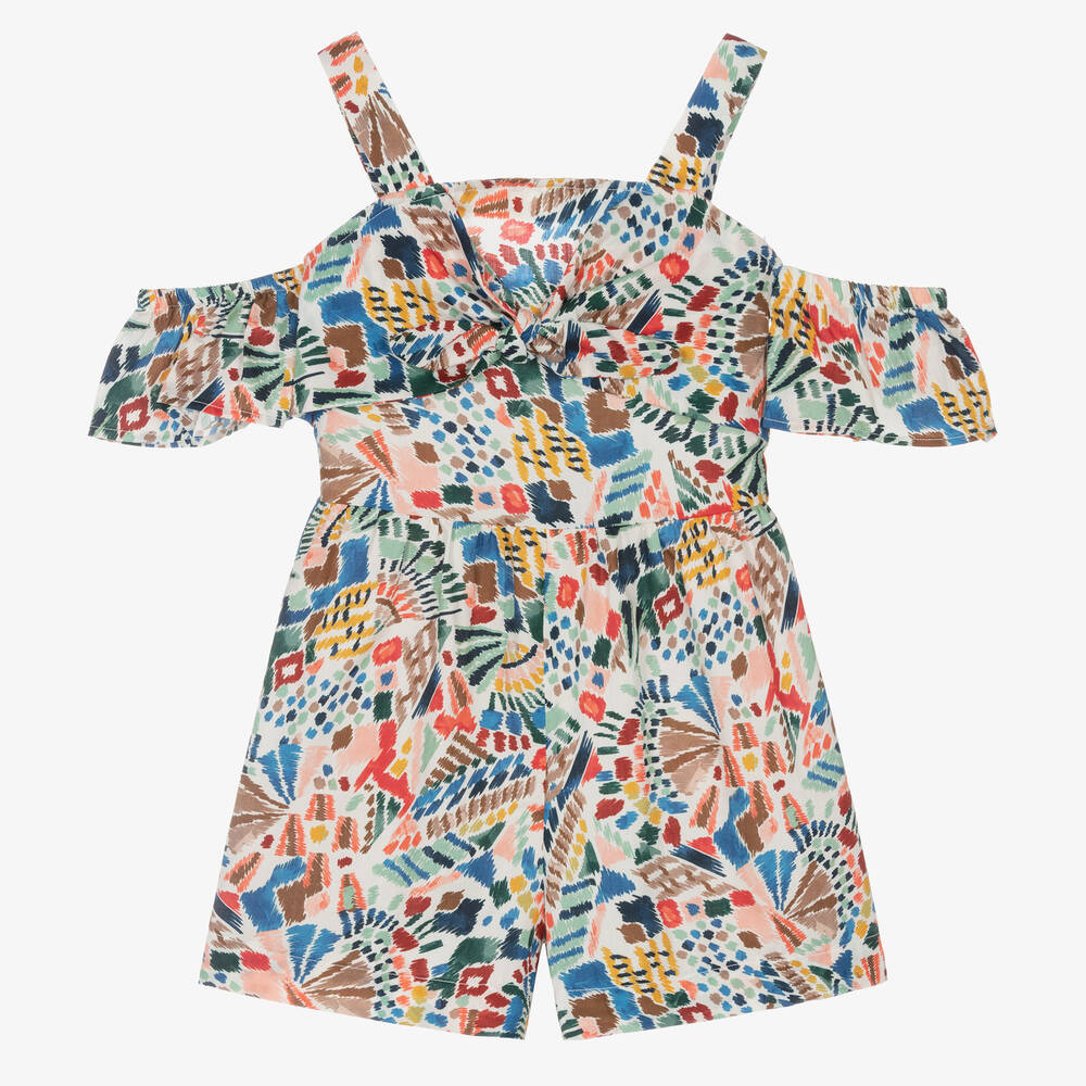 Mayoral - Girls Colourful Printed Cotton Playsuit | Childrensalon