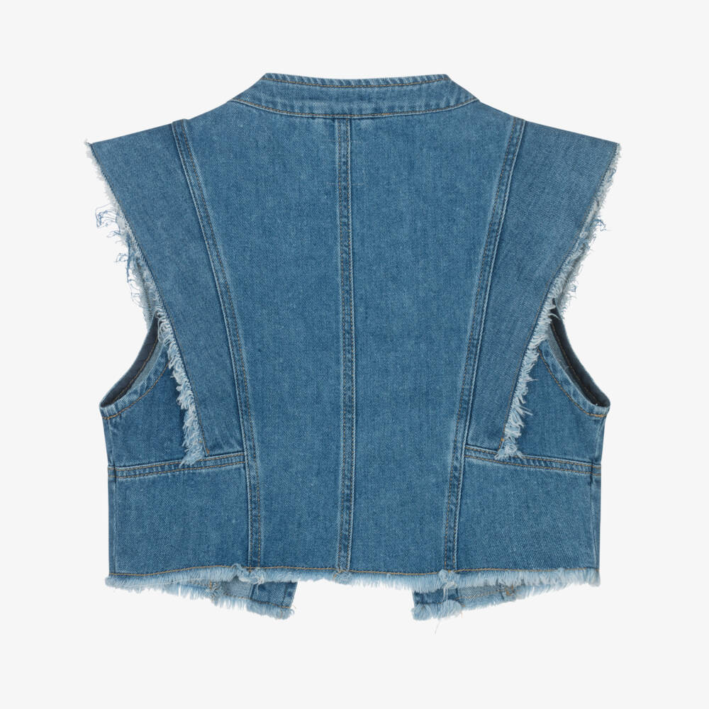 Mayoral-Girls Cool Blue Denim Vest | Childrensalon Outlet