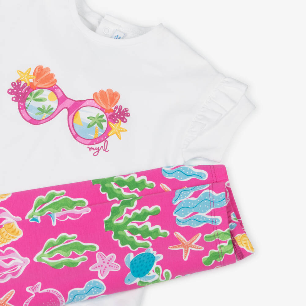 Mayoral-Girls Coral Adventure Leggings Ensemble | Childrensalon Outlet