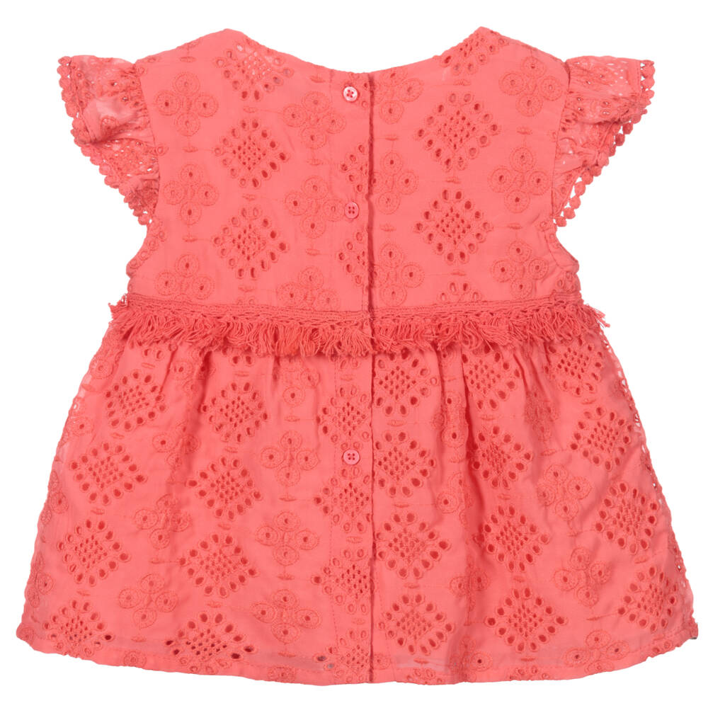 مايورال-بلوزة دانتيل عيون للبنات بلون المرجان | Childrensalon Outlet