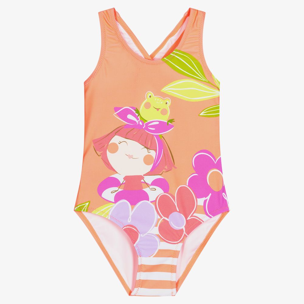 Mayoral - Girls Coral Orange Swimsuit | Childrensalon