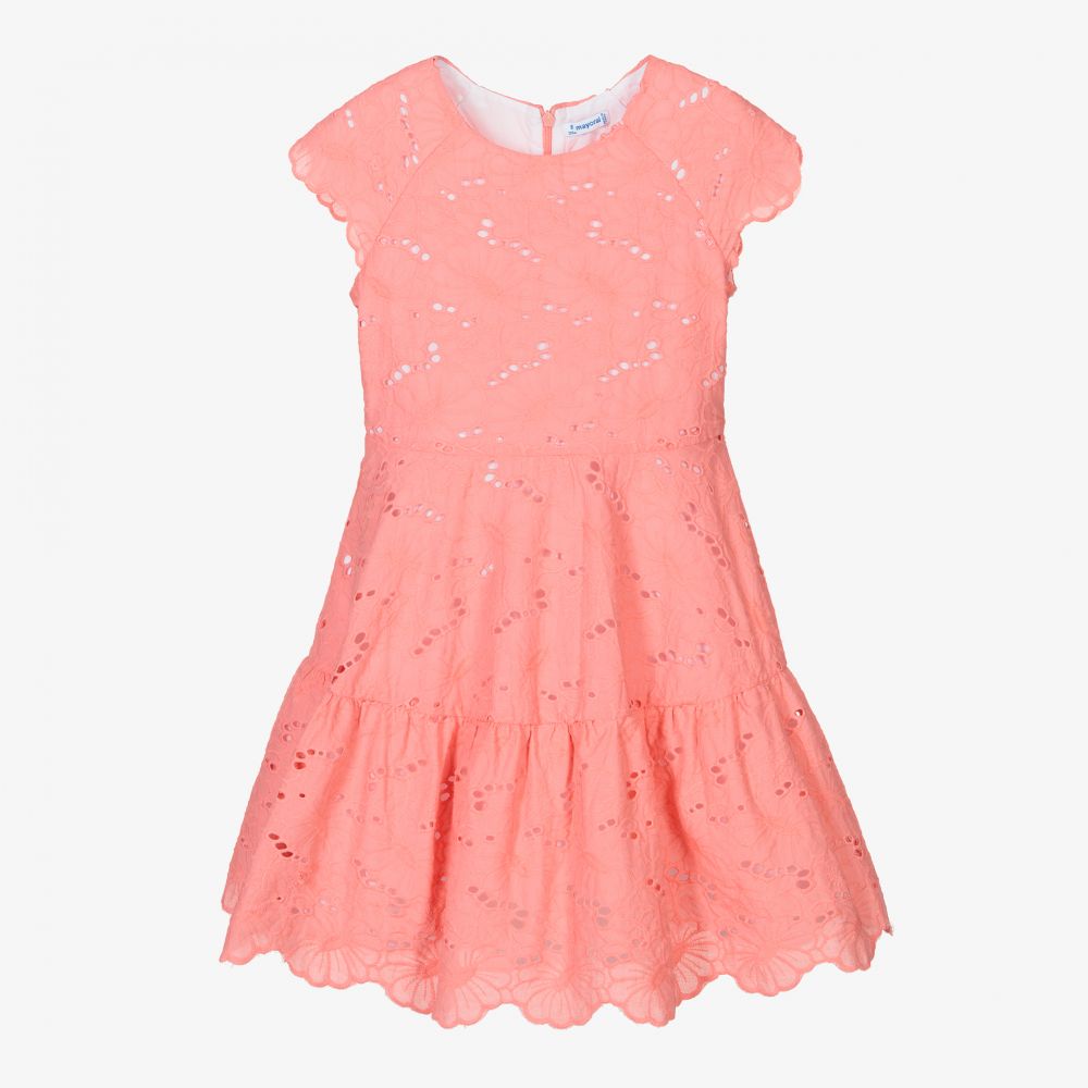 Mayoral - Robe corail en coton Fille | Childrensalon