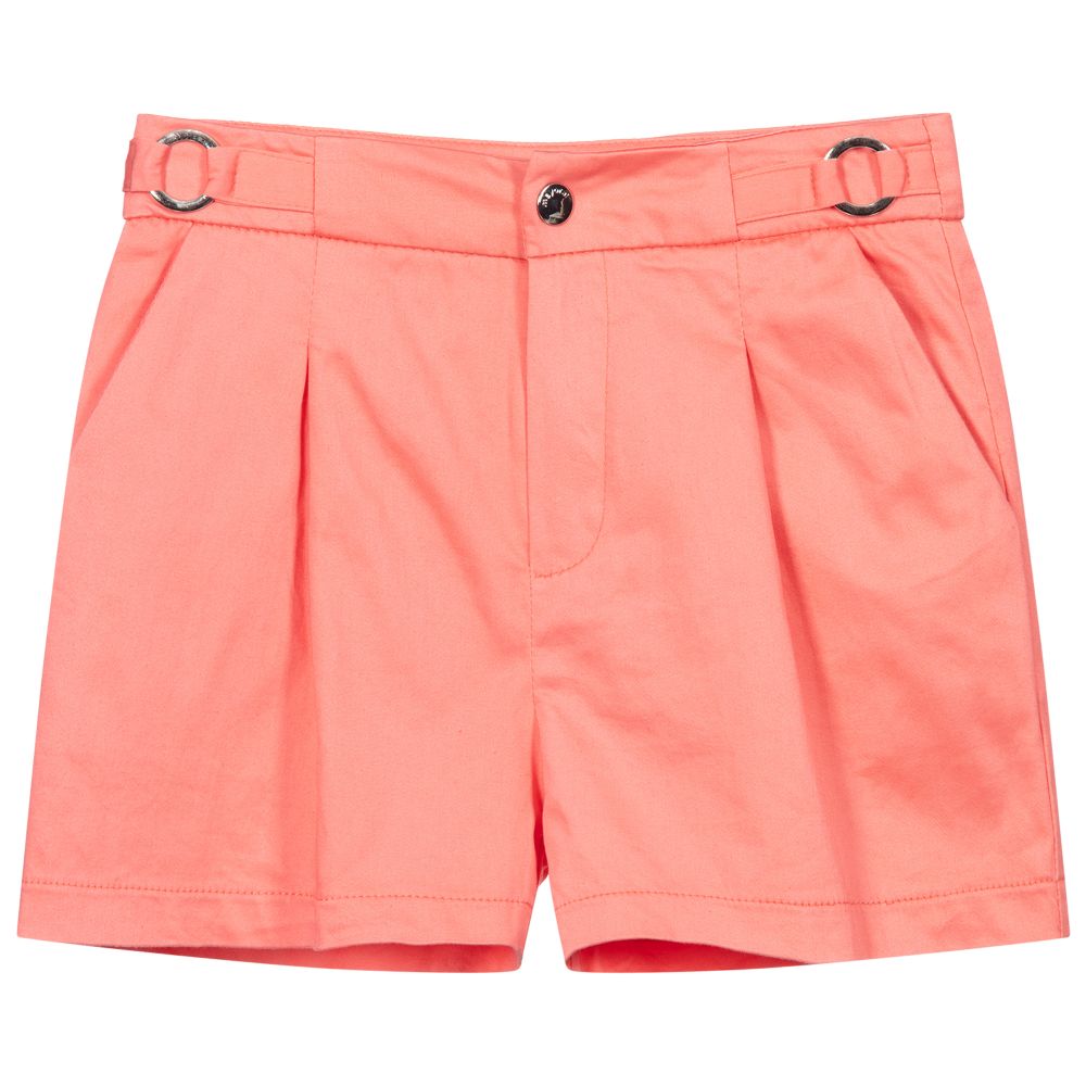 Girls Coral Pink Cotton Shorts