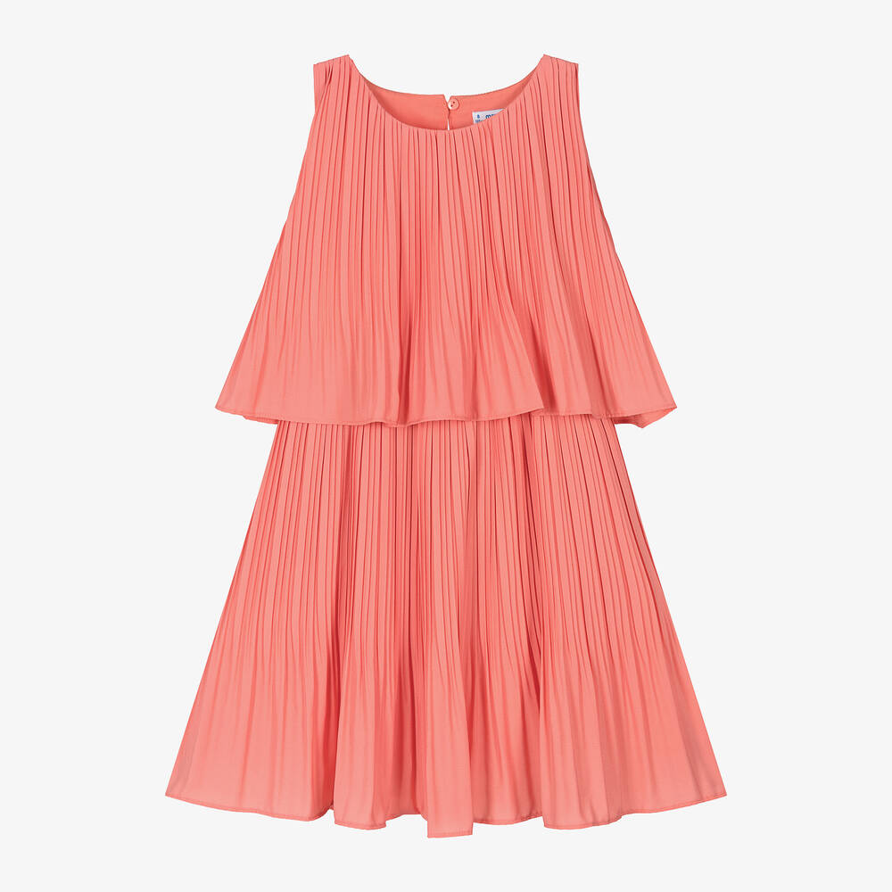 Coral Pleated Dress