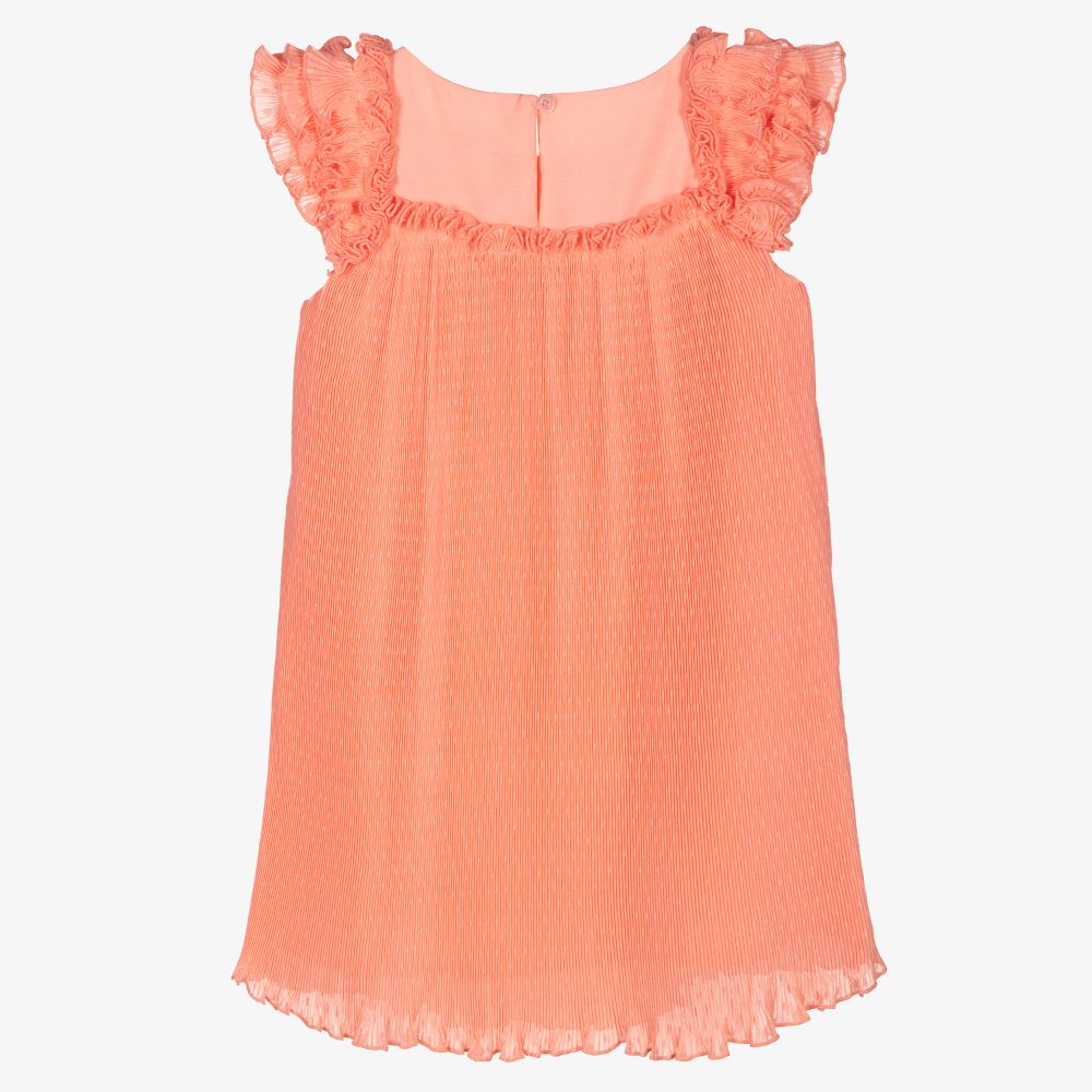 Mayoral Girls Coral Pink Plisse Dress
