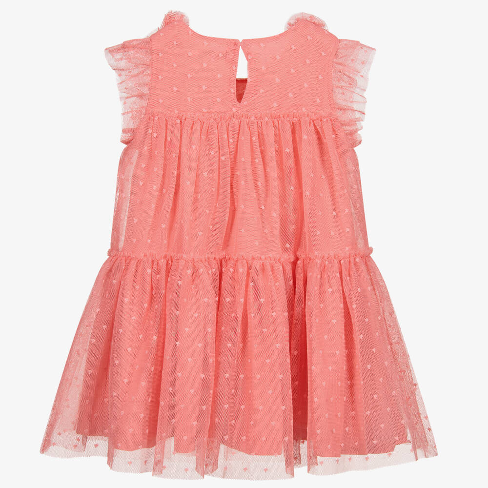 Mayoral-Girls Coral Pink Tulle Dress | Childrensalon Outlet