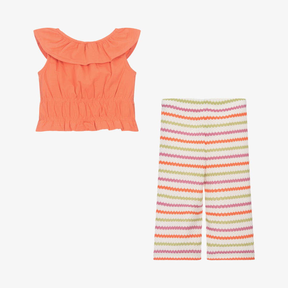 Mayoral-Girls Coral Zigzag Knit Ensemble | Childrensalon Outlet