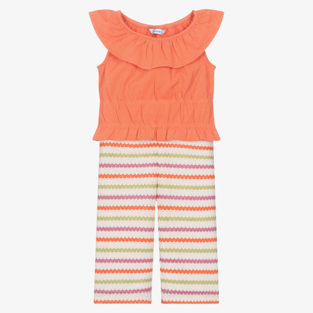 Mayoral-Girls Coral Zigzag Knit Ensemble | Childrensalon Outlet