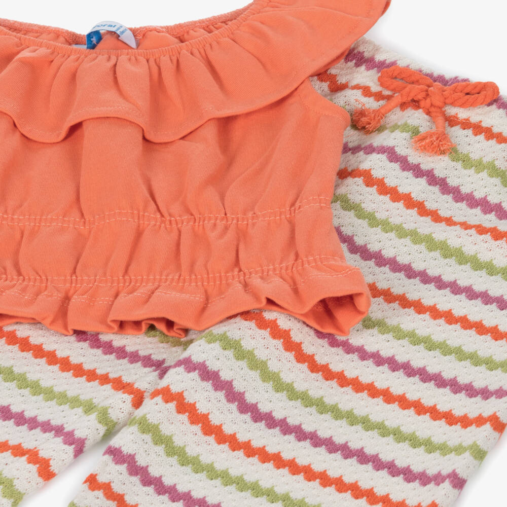 Mayoral-Girls Coral Zigzag Knit Ensemble | Childrensalon Outlet