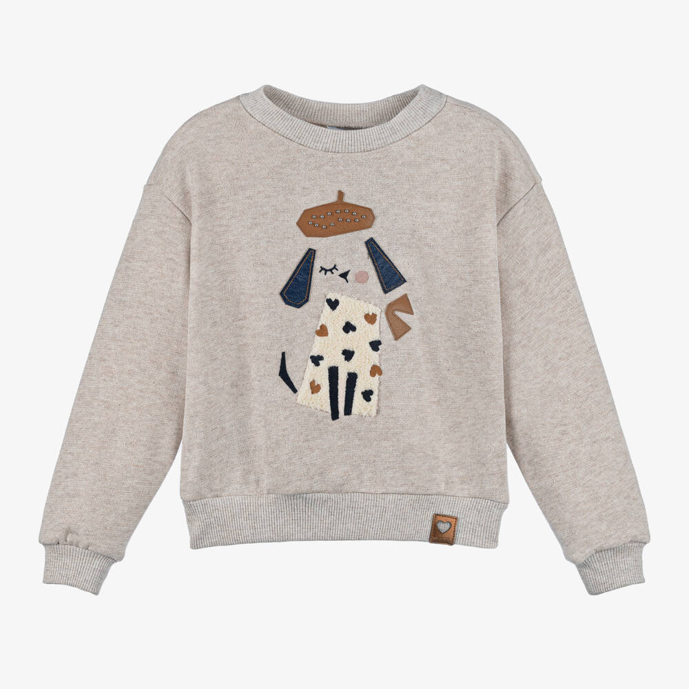 Mayoral-Girls Cosy Beige Sparkle Sweatshirt | Childrensalon Outlet