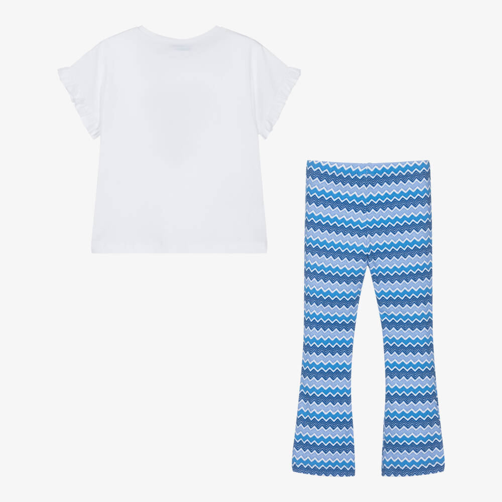 Mayoral-Girls Cotton Blue Zigzag Ensemble | Childrensalon Outlet