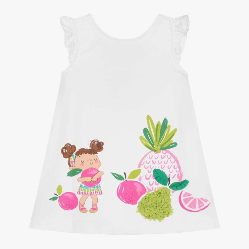 Mayoral-Girls' Cotton Dress with Fruity Flourish | Childrensalon Outlet