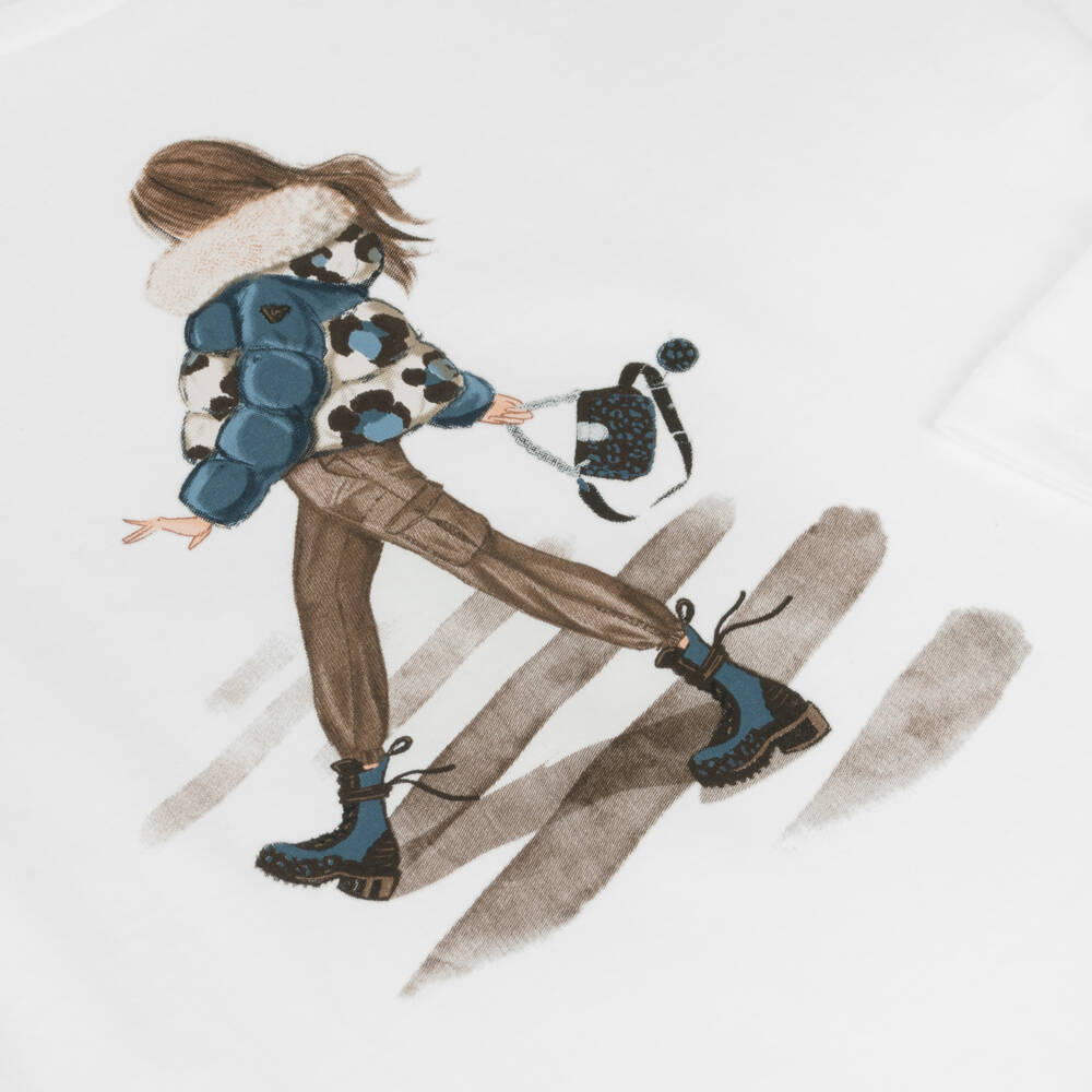 Mayoral-Girls Cotton Graphic Long Sleeve Top | Childrensalon Outlet