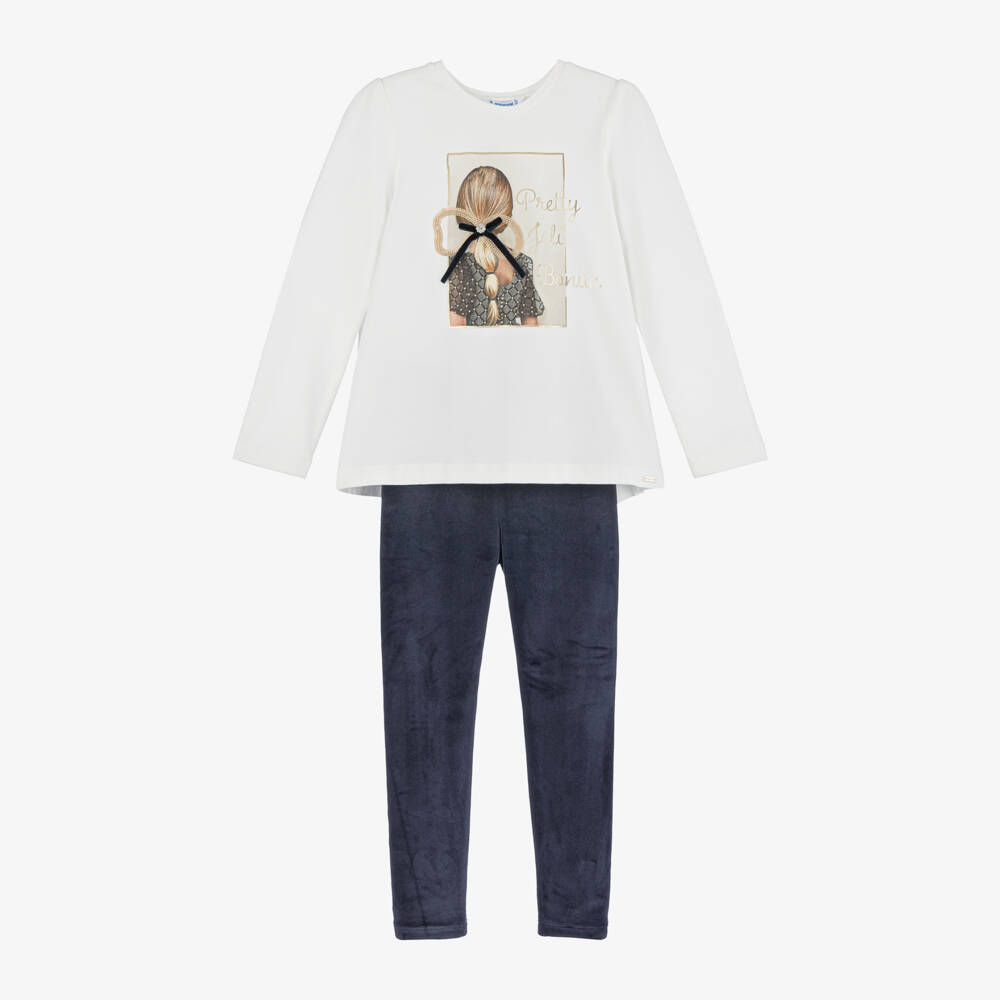 Mayoral-Girls Cotton Jersey & Velour Outfit | Childrensalon Outlet