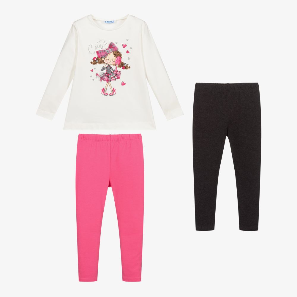 Mayoral - Girls Cotton Leggings Set | Childrensalon