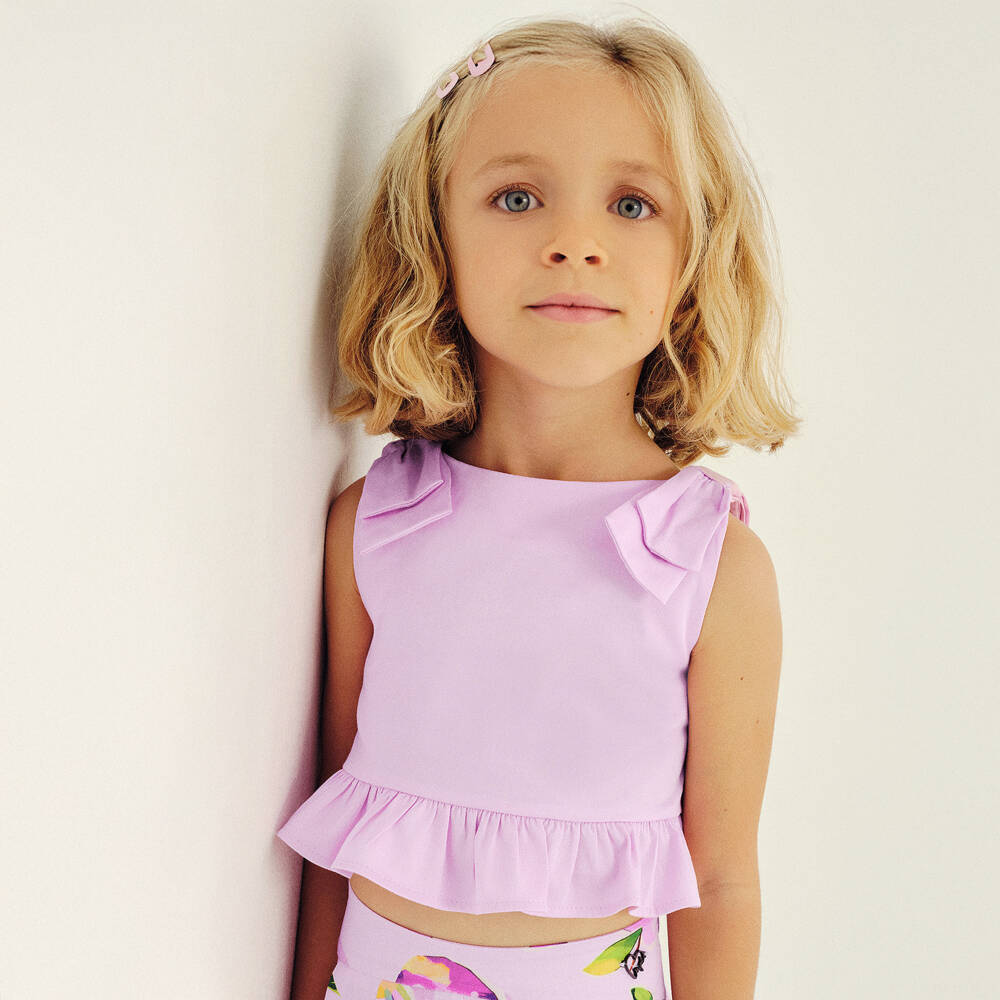 Mayoral-Блузка из хлопкового сатина с бантом для девочек | Childrensalon Outlet