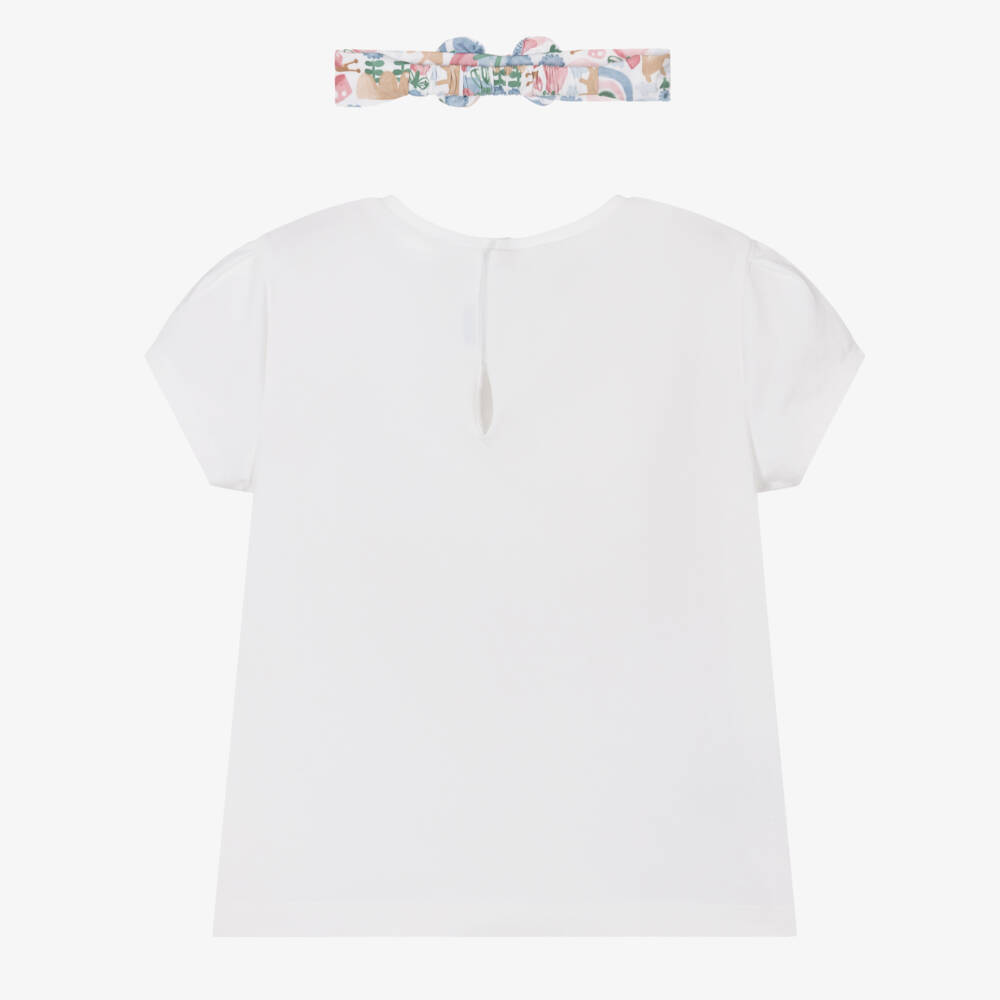 Mayoral-Комплект из хлопковой футболки и банта для девочек | Childrensalon Outlet