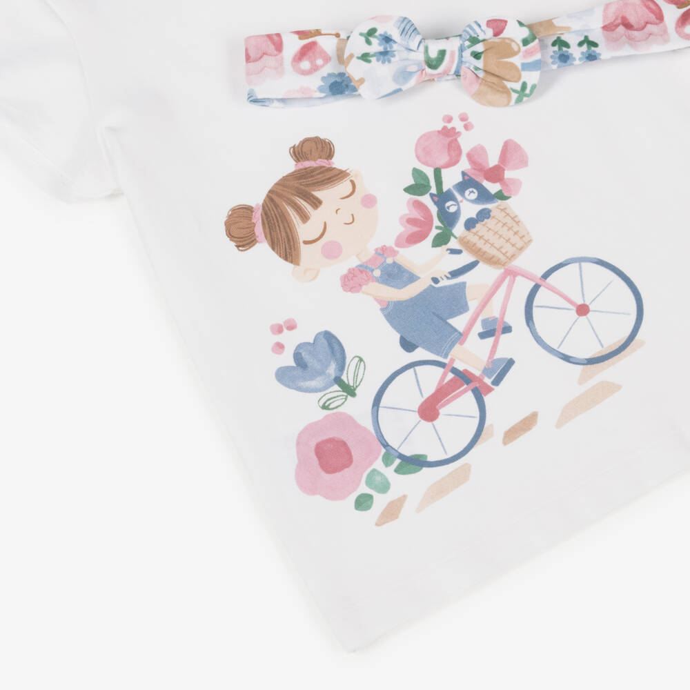 Mayoral-Комплект из хлопковой футболки и банта для девочек | Childrensalon Outlet