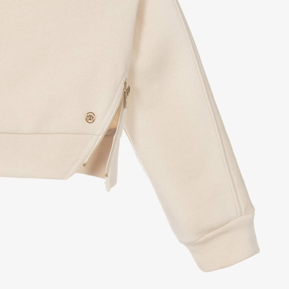 Mayoral-Girls Cozy Beige Hoodie Jacket | Childrensalon Outlet
