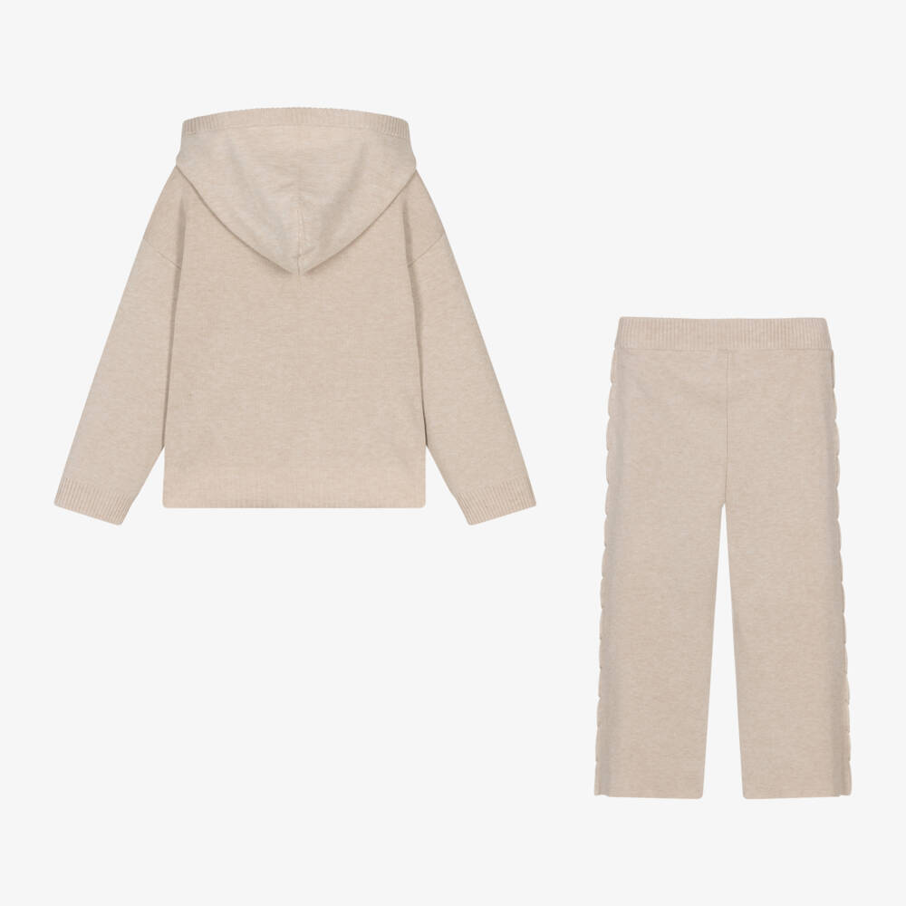 Mayoral-Girls Cozy Beige Knit Ensemble | Childrensalon Outlet
