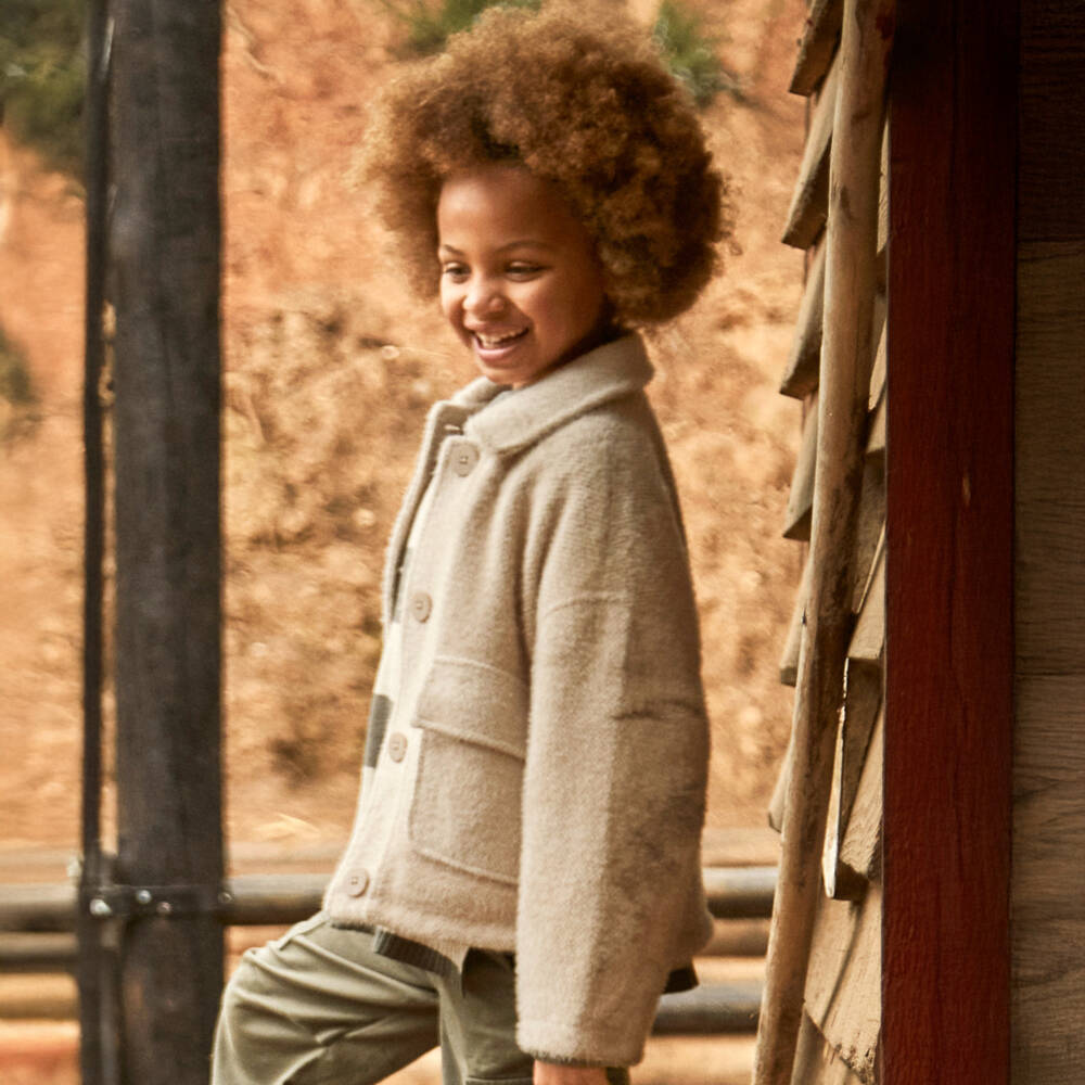 Mayoral-Бежевая уютная куртка для девочек | Childrensalon Outlet