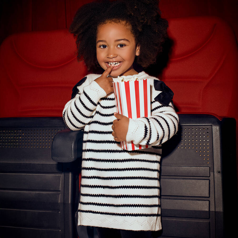 Mayoral-Уютное кремовое платье в полоску для девочек | Childrensalon Outlet