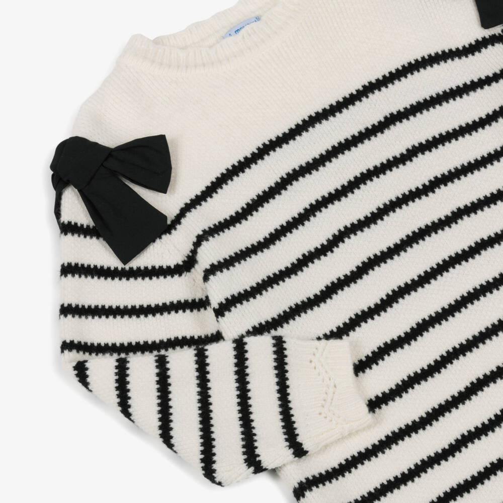 Mayoral-Уютное кремовое платье в полоску для девочек | Childrensalon Outlet